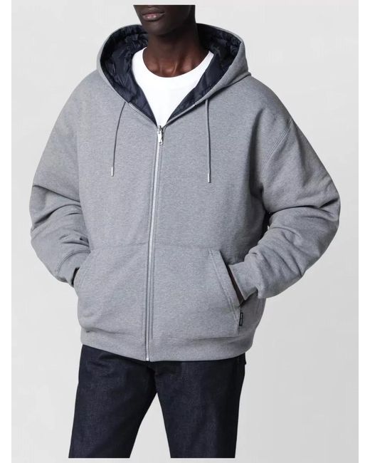 Canada Goose Blue Hooded Jacket Long Sleeves Ribbed Hem Cuffs for men