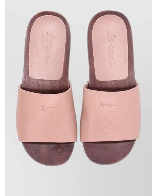 LA ROSE Pink Leather Sandals Flat Sole Open Toe
