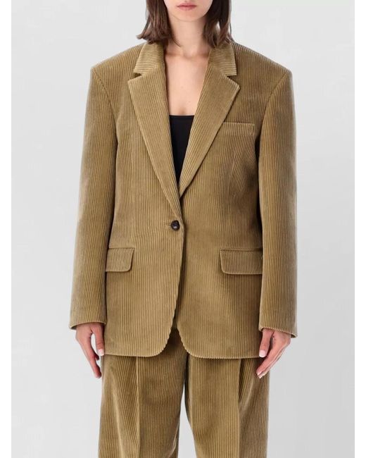 Rohe Natural Corduroy Blazer Structured Shoulders Notch Lapels