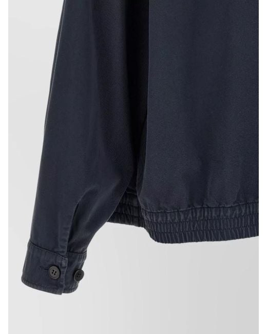 Prada Blue Canvas Jacket Leather Collar Elastic Hem for men