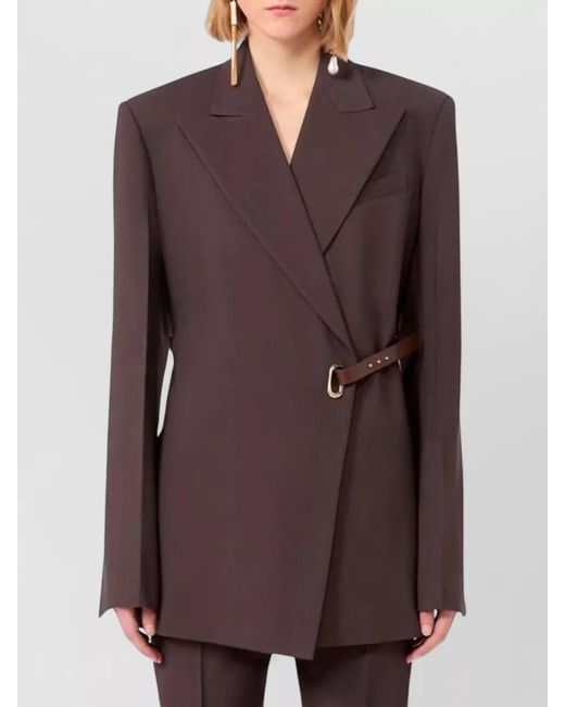 Sportmax Brown Belted Tailored Single Breasted Silk Blazer