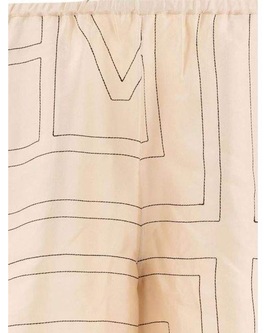 Totême Natural Silk Monogram-Print Pajama Shorts