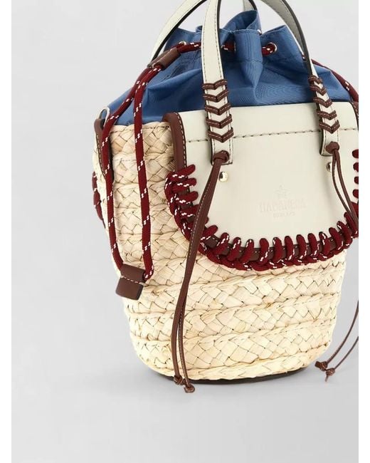 CUBA LAB Blue Habanera Trek Straw Bucket Bag Shoulder