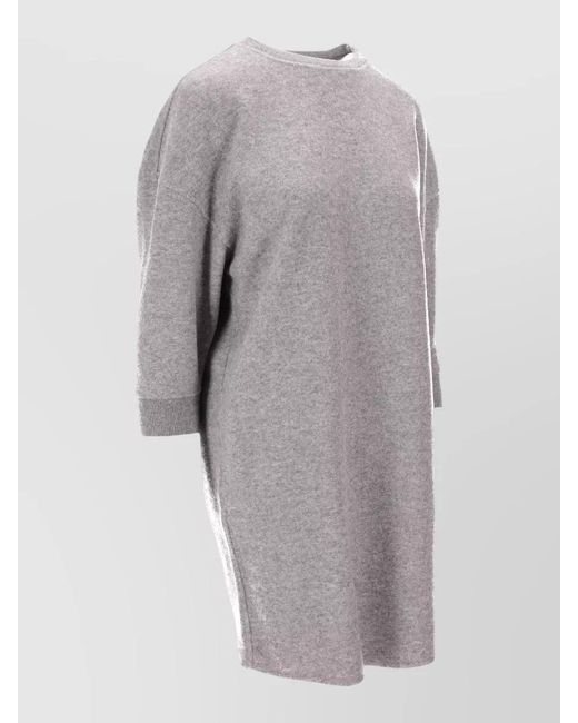 Max Mara Gray Wool Cashmere Knee-Length Dress