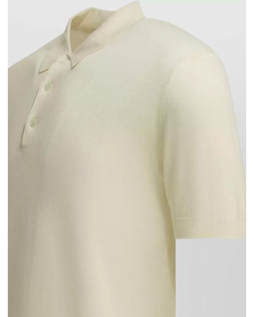 Baracuta Natural Short Sleeve Polo Shirt Ribbed Cuffs for men