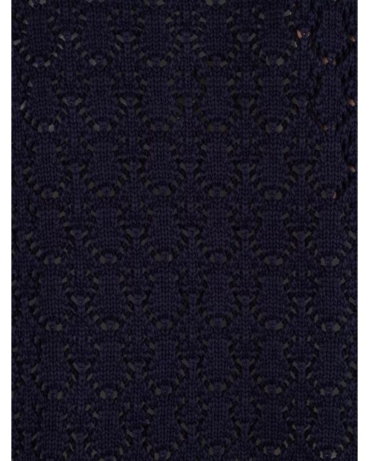 Miu Miu Blue Knit Polo Collar Top Short Sleeves Hem