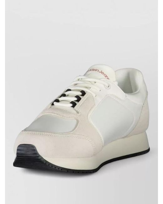 Calvin Klein White Polyester Lace-Up Sneakers for men