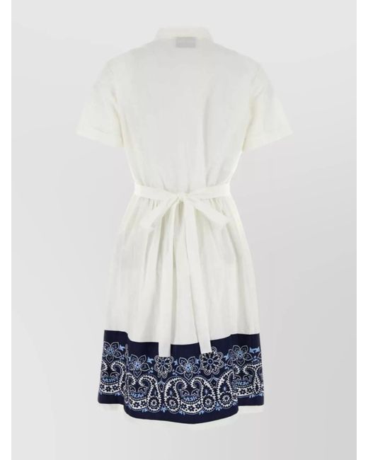 Miu Miu White Cotton Linen Shirt Dress