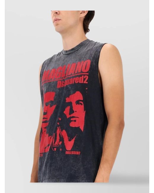 DSquared² Blue Cotton Tank Top for men