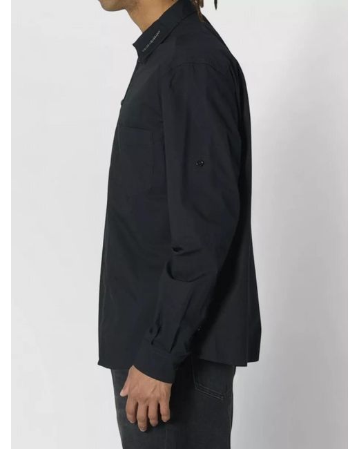 Dolce & Gabbana Blue Stretch Cotton Military Style Shirt for men
