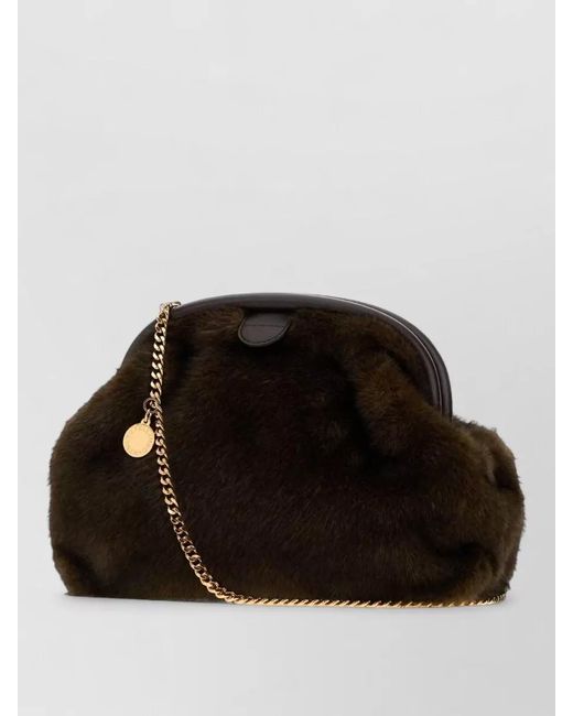 Stella McCartney Black Falabella Soft Clutch With Chain Plush Clutch Bag
