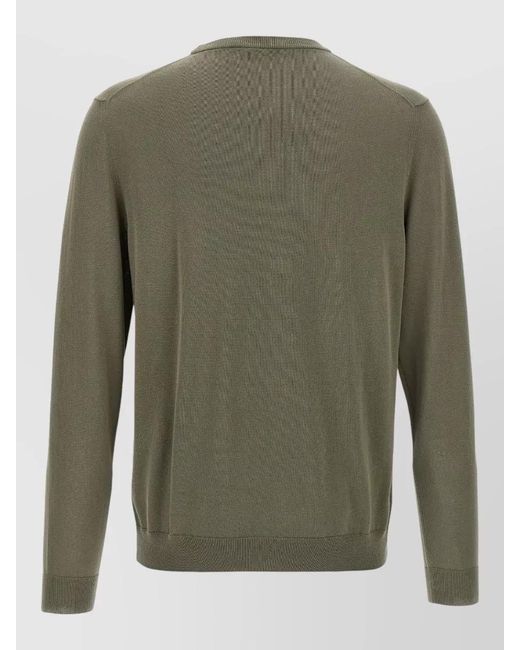Zanone Green Crew Neck Cotton Sweater Long Sleeves for men
