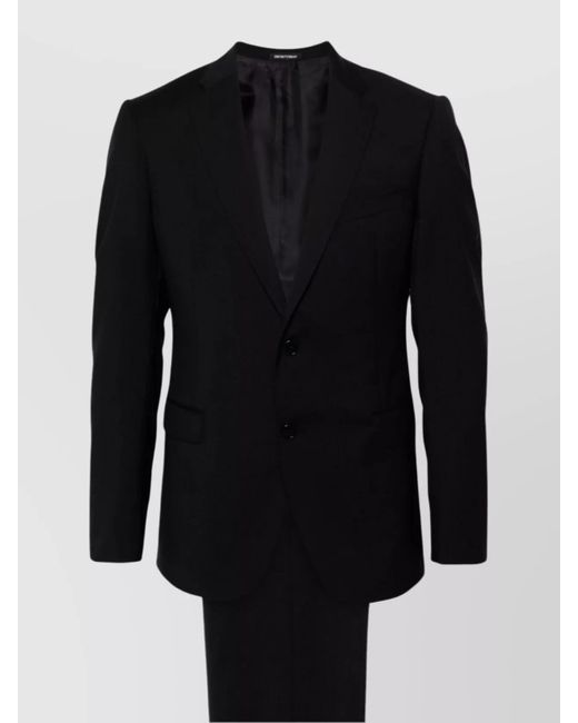 Emporio Armani Black Single-Breasted Wool Suit Blazer for men