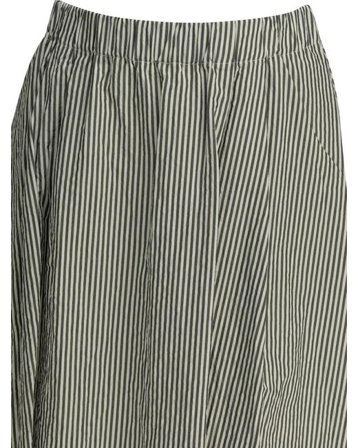 Apuntob Gray Pleated Skirt Vertical Striped Pattern