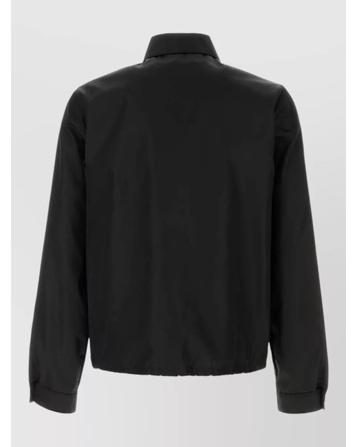 Prada Black Re Nylon Jacket Buttoned Cuffs Point Collar for men