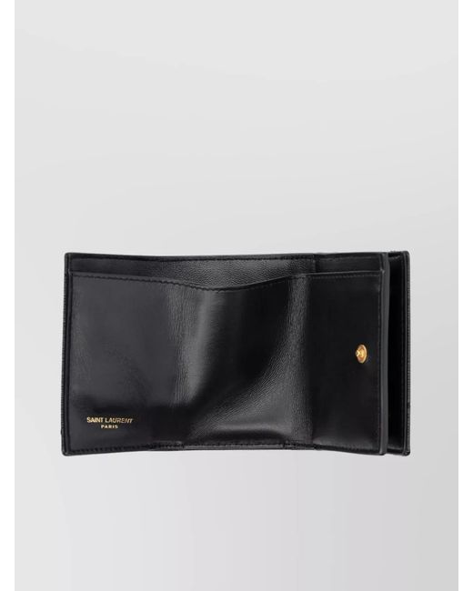 Saint Laurent Gray Leather Quilted Trifold Wallet