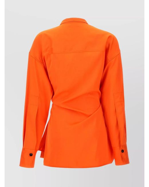 Ferragamo Orange Satin Asymmetric Shirt