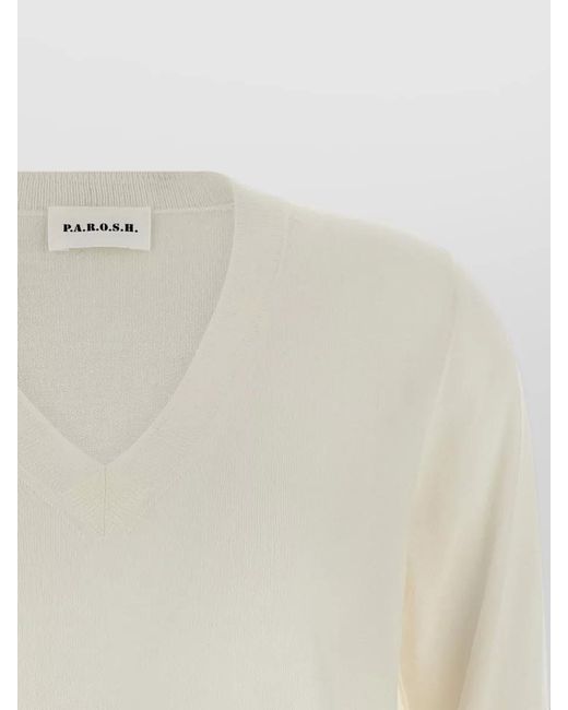 P.A.R.O.S.H. Natural Linfa26 V Neck Long Sleeve Sweater
