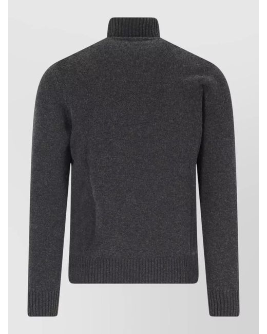 Drumohr Gray High Neck Plain Knit Regular Fit Sweater for men