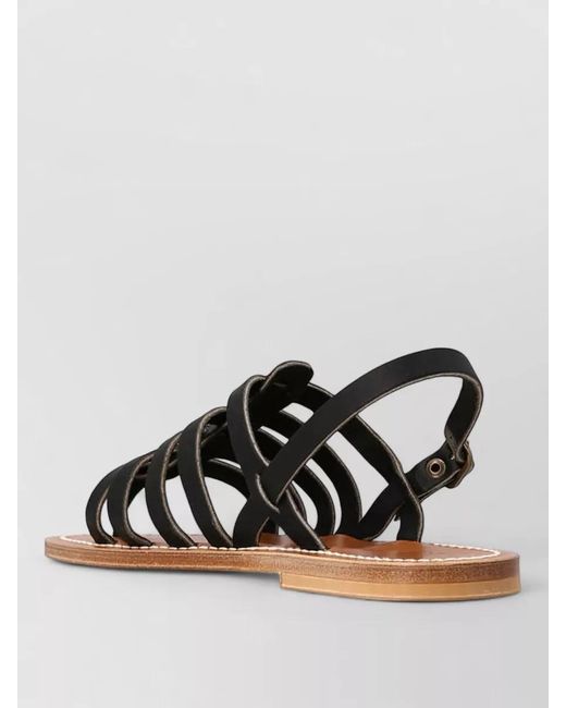 K. Jacques Black Leather Ankle-Strap Sandals