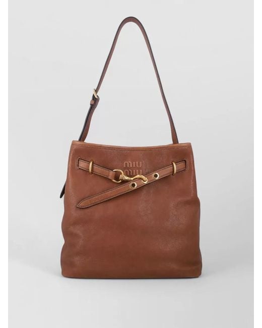 Miu Miu Brown Aventure Leather Shoulder Bag