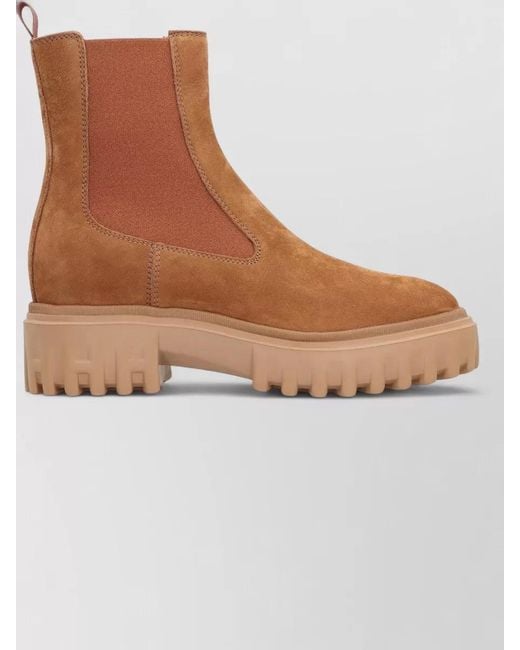 Hogan Brown Nubuck Lace Up Chelsea Ankle Boots