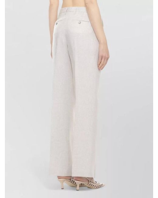 Lardini White Linen Tailoring Pants High Waist Pleated