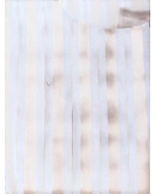 Semicouture White Linen Mini Dress Sleeveless Vertical Stripes