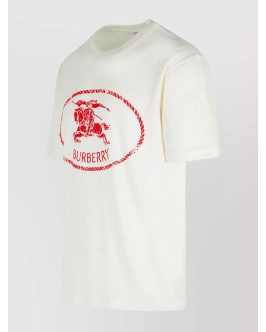 Burberry White Cotton Crew Neck T-Shirt Graphic Print for men