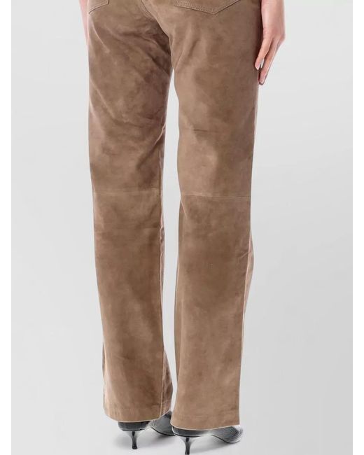 ROTATE BIRGER CHRISTENSEN Brown Suede Straight-Leg Trousers