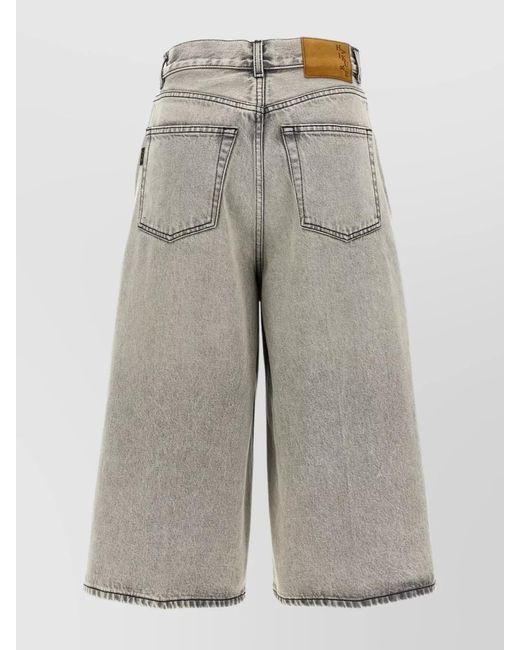 Haikure Gray Cotton Wide-Leg Bermuda Shorts