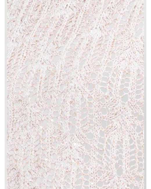 D.exterior White Knee Length Dress Knit Top Lace Skirt