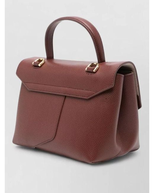 Emporio Armani Brown Leather Shoulder Bag Structured Top Handle Strap