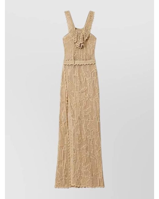 Isabel Marant Natural Ornella Crochet Ruffle Waist Long Dress