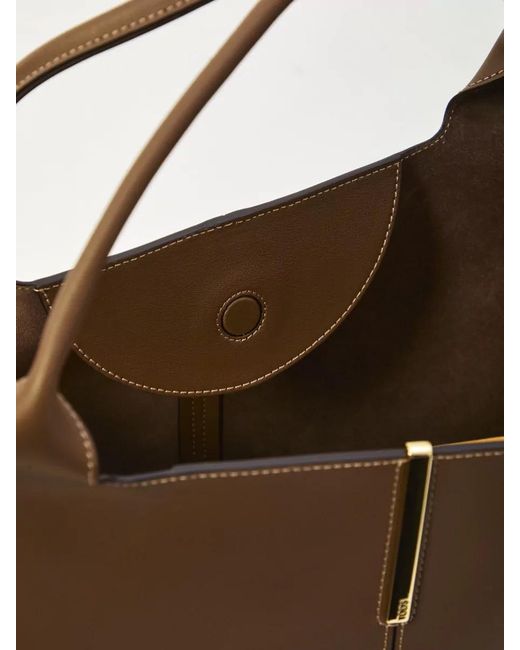 Tod's Brown Medium Calf Leather Shopping Tote Bag