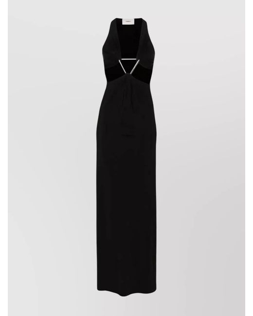 Coperni Black Triangle Cut-Out Halter Dress With Metallic Accents