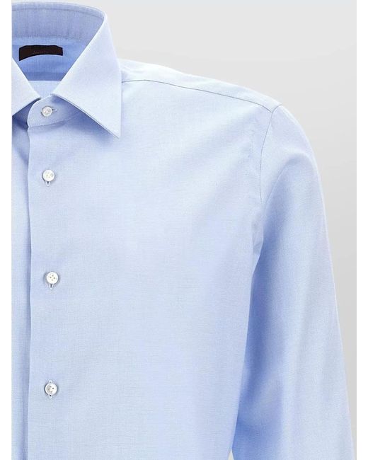Barba Napoli Blue Journey Long Sleeve Shirt Spread Collar for men