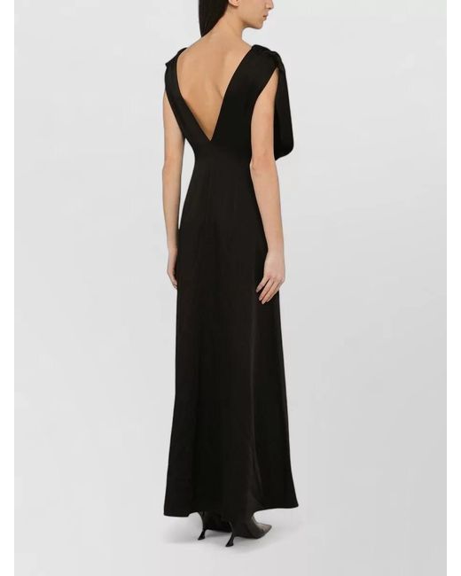 Jil Sander Black Backless Draped Floor Length Sleeveless Dress