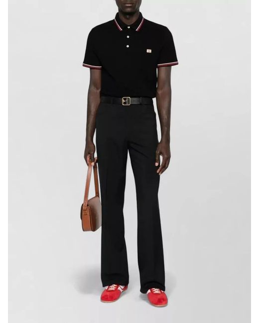 Valentino Garavani Black Cotton Piqué Polo Shirt for men
