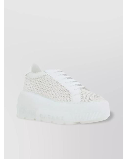 Casadei White Mesh Upper Platform Sole Sneakers