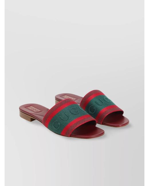Gucci Red Leather Slides