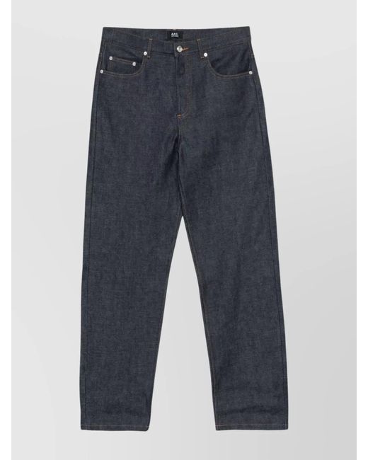 A.P.C. Blue Denim Low-Rise Wide-Leg Jeans for men