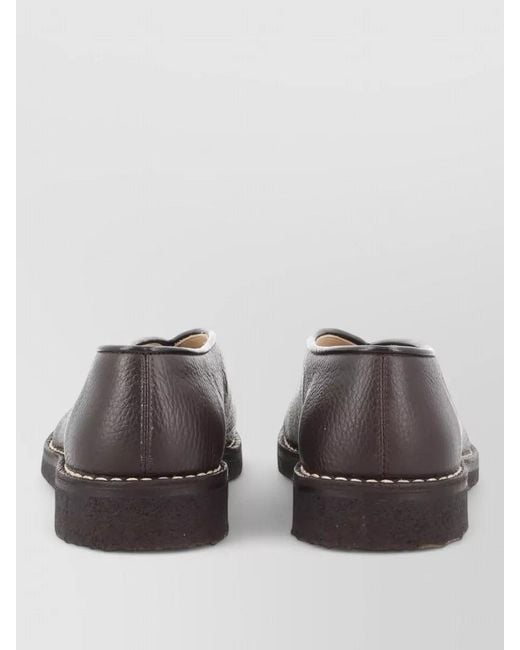 Lemaire Gray Leather Loafer Round Toe Contrast Stitching for men