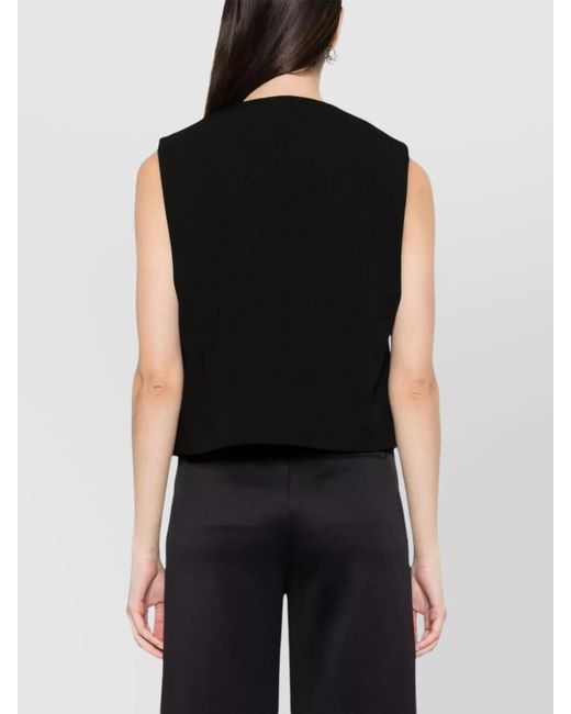 AMI Black Virgin Wool V-Neck Sleeveless Waistcoat