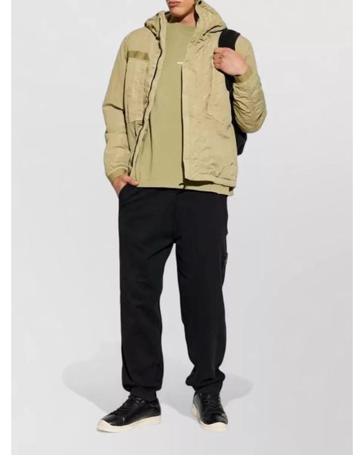 Stone Island Natural Hooded Jacket Drawstring Hood Elasticated Cuffs for men