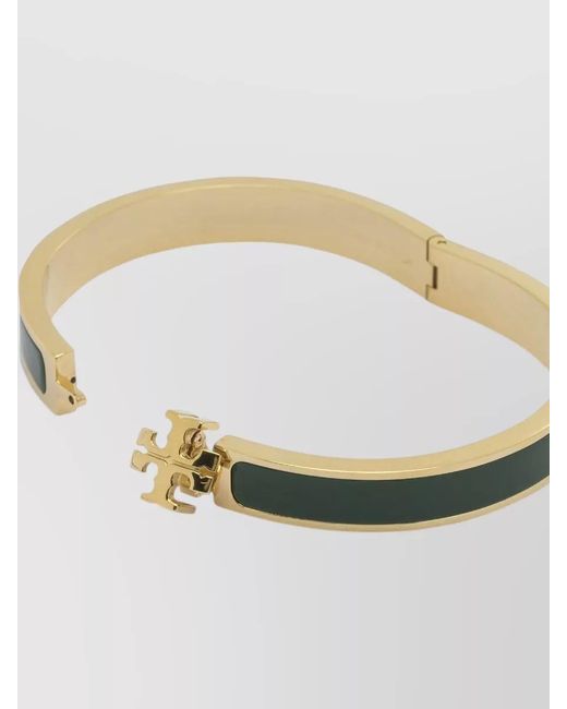 Tory Burch Multicolor Enamel Hinged Bangle Bracelet Rounded Shape