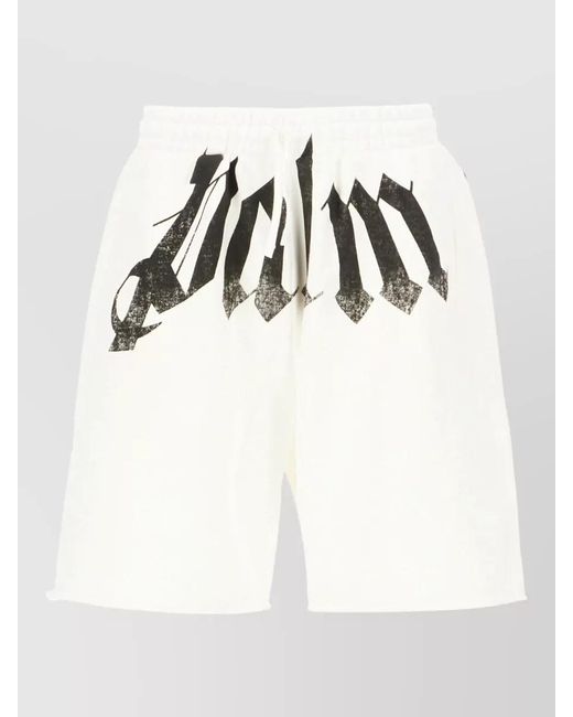 Palm Angels White Cotton Bermuda Shorts Knee Length Graphic Print for men