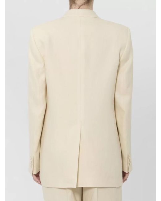 Tagliatore Natural Double Breasted Linen Tailored Jacket