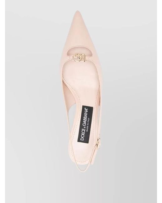 Dolce & Gabbana Natural Leather Slingback Pumps Mid Heel Pointed Toe