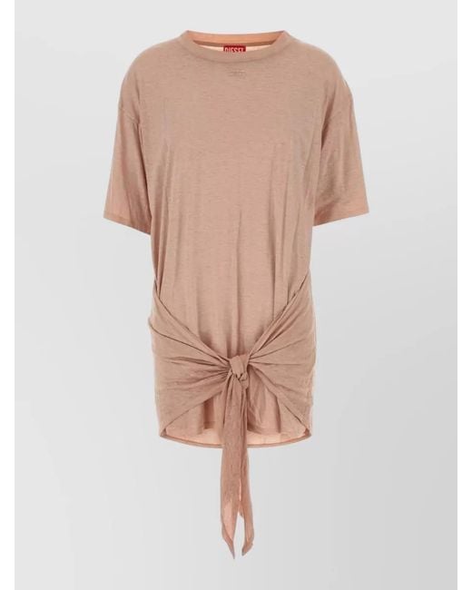 DIESEL Natural Jersey T Shirt Dress Round Neck Tie